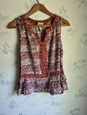 Knox Rose Red Floral Peplum Tank Top XS